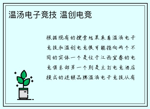 温汤电子竞技 温创电竞